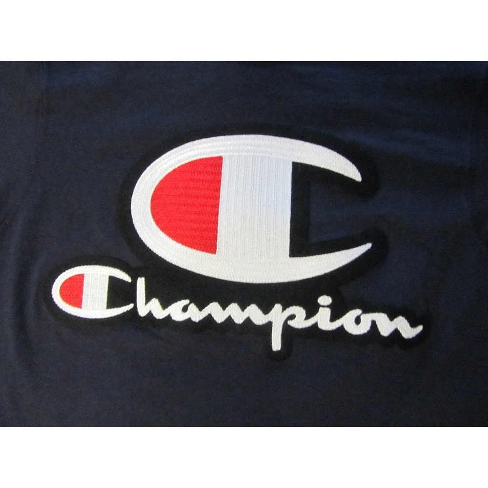 Champion Mens Navy Blue Chenille Big Logo Patch Short Sleeve T-Shirt Small - Picture 5 of 5